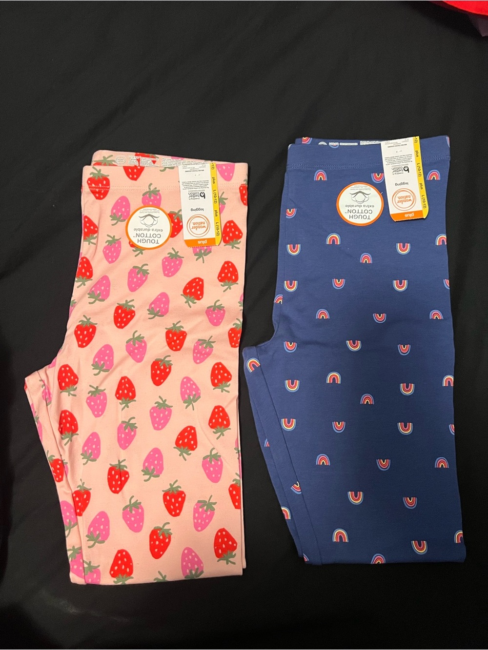 wonder nation Girls Strawberry Pink & Navy Rainbow Leggings - 2 Pack